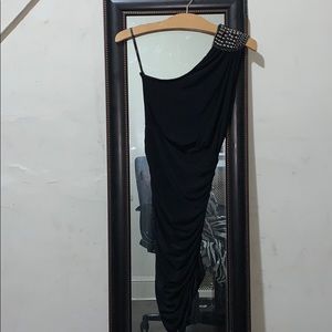 One Shoulder Black Mini
